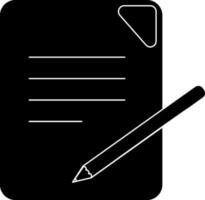 Notebook icon with pencil in black for multimedia concept. vector