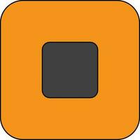 Stop button icon with orange color background and stroke style. vector