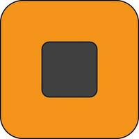 Stop button icon with orange color background and stroke style. vector