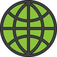 Website icon for internet in green color with stroke. vector