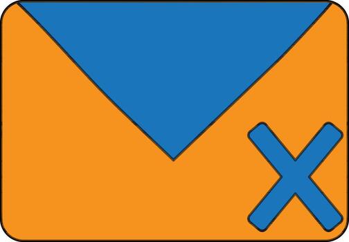 Email message delete in icon with color and stroke. vector