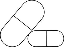 plano estilo negro línea Arte pastillas en blanco antecedentes. vector