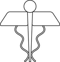 Line art caduceus on white background. vector