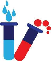 Blue and red test tubes in flat style. vector