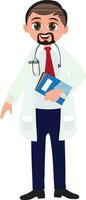 Character of a cheerful doctor in uniform. vector