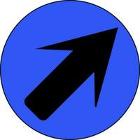 Black arrow on blue circle. vector