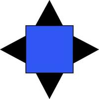 Flat style black and blue geometric element. vector