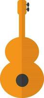 Orange color of guitar icon for multimedia concept in half shadow. vector