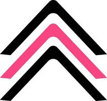 Pink and black navigate up arrows pointing sign. vector