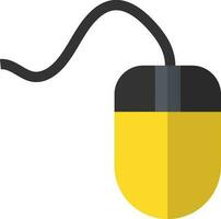 Yellow and black mouse with wire on white background. vector