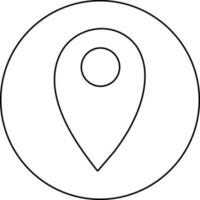 Map pin point in black line art illustration. vector