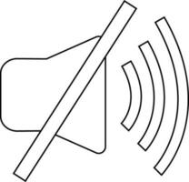 Black line art illustration of audio speaker mute. vector