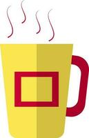 Flat style yellow and red hot cup on white background. vector