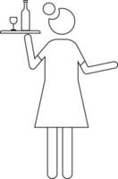 Character of black line art faceless woman. vector