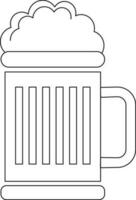 Black line art illustration of a beer mug in flat style. vector