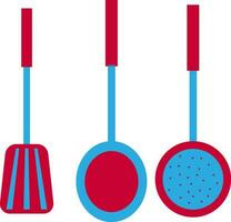 Cooking spoons in red and blue color. vector