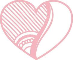 Flat style pink heart with floral design. vector