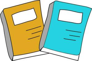 Two books in yellow and blue color. vector