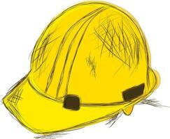 Hand drawn icon of construction safety helmet. vector