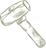 Line art icon of hammer. vector