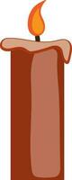 Illustration of brown burning candle. vector