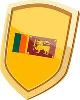 Golden shield with Flag of Sri Lanka. vector