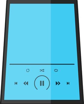 Flat digital tablet with music player buttons. vector
