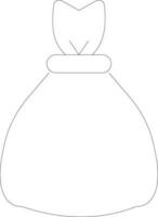 Line art illustration of a money bag. vector