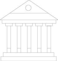 Black line art illustration of a bank icon. vector