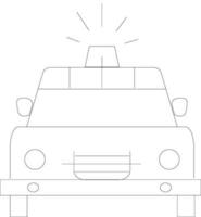 Black line art isolated police car. vector