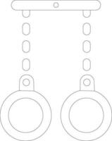 Flat illustration of handcuffs in black line art. vector