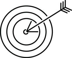 Black line art target with arrow. vector