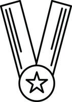 Star decorated medal with ribbon. vector