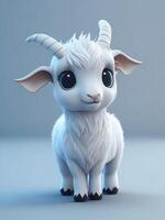 Illustration of a Cute White Creature with Horns and Big Eyes created with technology photo