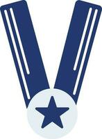 Star decorated medal with ribbon. vector