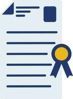 Document with badge in blue color. vector