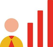 Man with bar graph on white background. vector