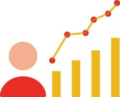 Man with bar graph on white background. vector