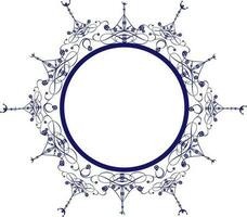 Circular floral frame or baroque line art illustration. vector