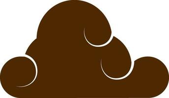 Brown color silhouette of cloud in flt style. vector