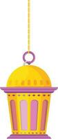 Hanging lantern made by purple and yellow color. vector