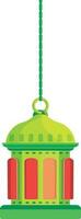Glossy red and green hanging lantern. vector