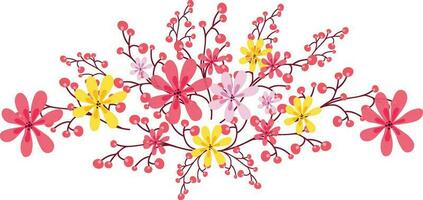 Flowers and berries decorated background. vector