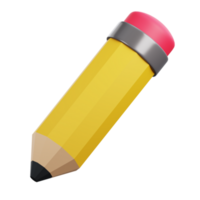 A realistic and detailed 3D icon of a pencil, perfect for artistic, educational, and creative-themed designs png