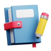 A dynamic duo of a book and pencil come together in this 3D icon, representing the perfect combination of knowledge and creativity. Ideal for educational, learning, and writing-themed designs png