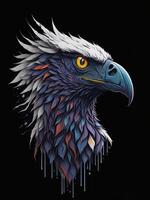 Illustration of a Vibrant Purple and Yellow Bird in a Natural Setting created with technology photo