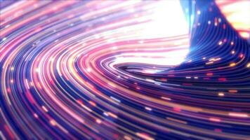 Energy abstract purple swirling curved swirl lines of glowing bright magical energy streaks and flying particles background video