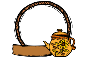 Frame Design With Tea Pot Theme png