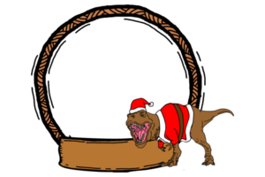 Frame With Christmas T Rex Theme Design png