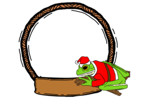 Cadre avec Noël grenouille thème conception png
